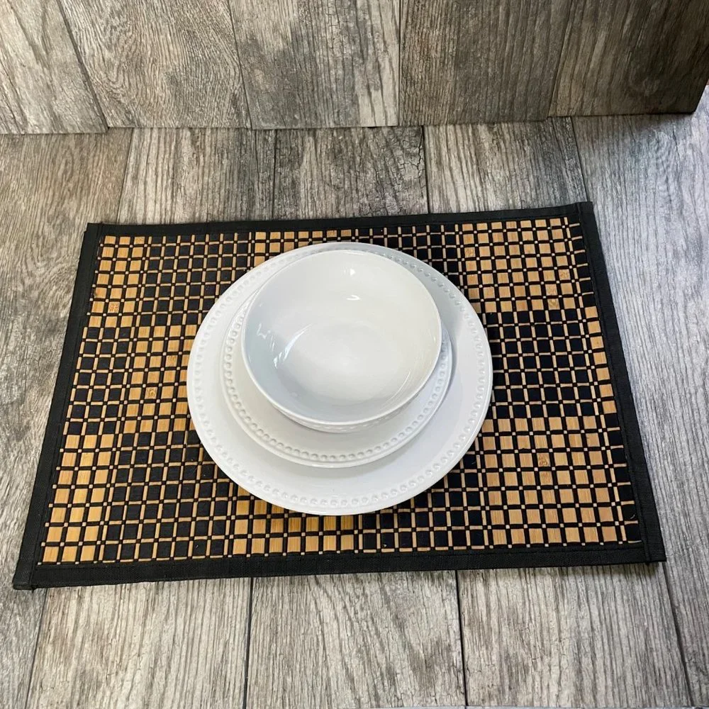 Set of 4 Bamboo Placemats for Dining Mats Kitchen Washable Heat Resistant